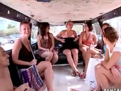 Adventurous girls blow in van